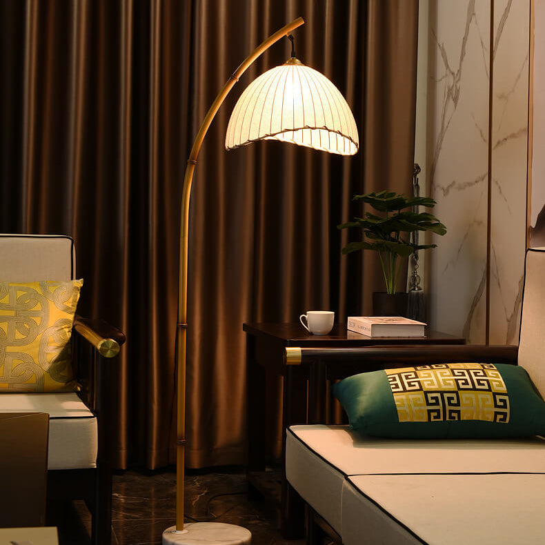 Vintage Bamboo Pole Floor Lamp with Warm Light for Living Room Decor