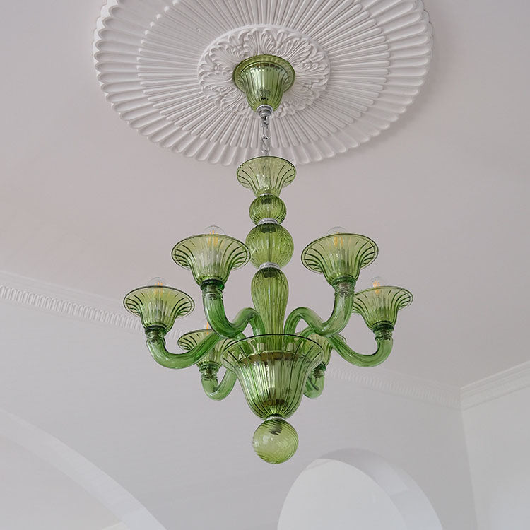 Elegant Iron and Glass 6-Light French Candelabra Chandelier for Living Room
