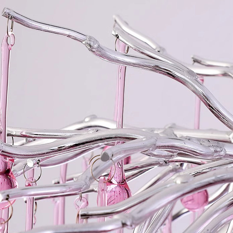 Modern Crystal LED Chandelier with Aluminum Branch Design for Dining Room