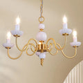 Elegant French Copper Frame 5-Light Candelabra Chandelier for Living Room