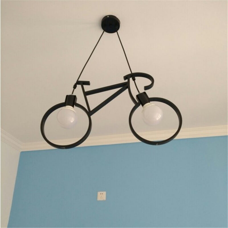 Modern Iron Bicycle-Shaped 2-Light Chandelier for Kids’ Room Decor