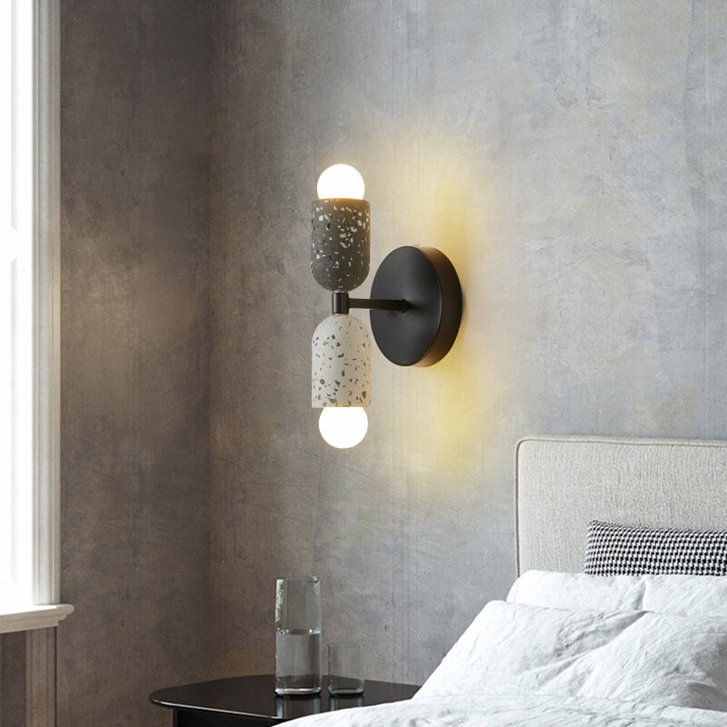 Modern Wabi-Sabi Iron & Cement 2-Light Wall Sconce for Living Room