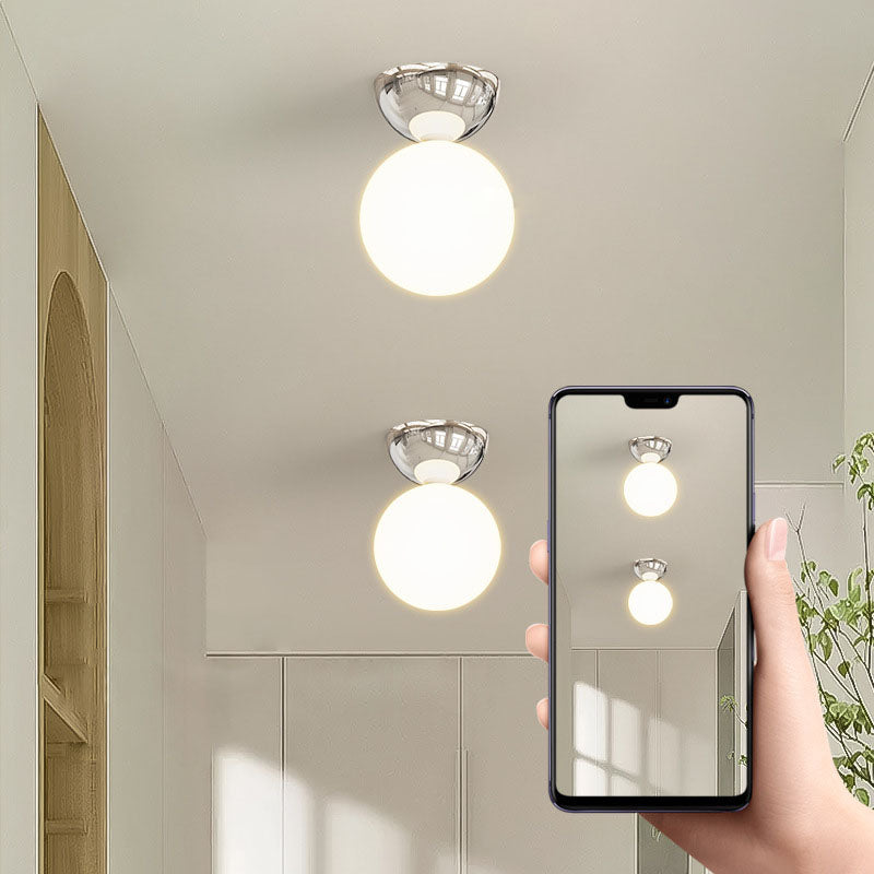 Modern Black Iron & Glass Semi-Flush Mount Light for Hallway Decor