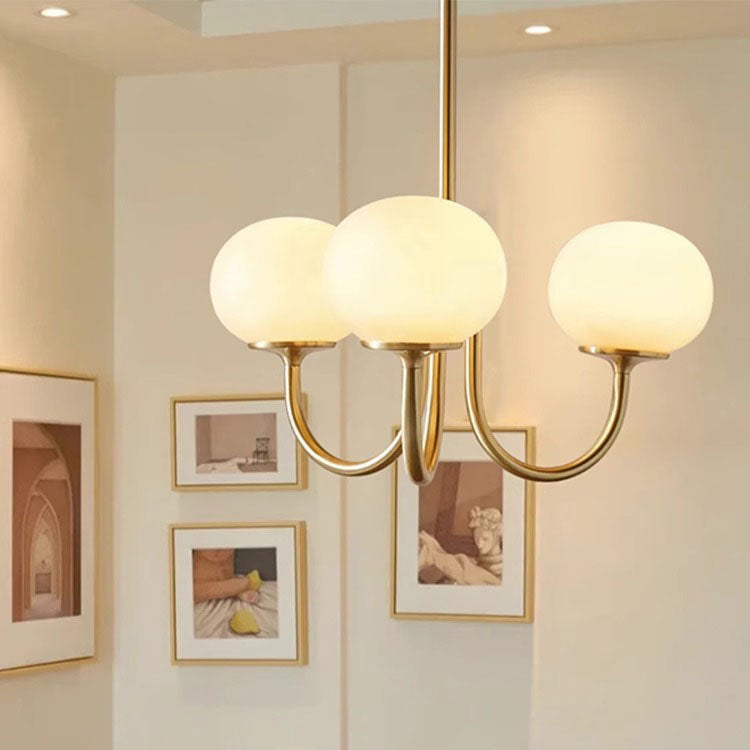 Elegant Traditional French Iron & Glass 3-Light Chandelier for Living Room