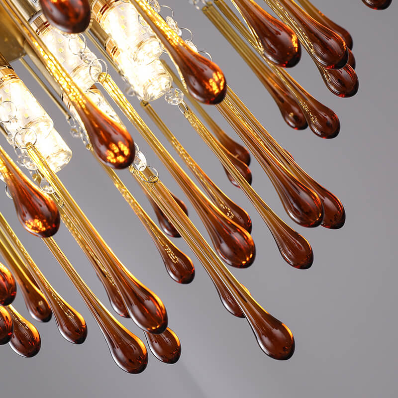 Traditional Copper Teardrop Chandelier - 4/6/10 Light for Living Room