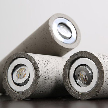 Rustic Gray Cement Cylindrical Pendant Light Fixture for Living Room