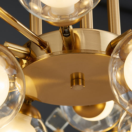 Modern Gold Finish Chandelier with Colorful Glass Shades for Living Room