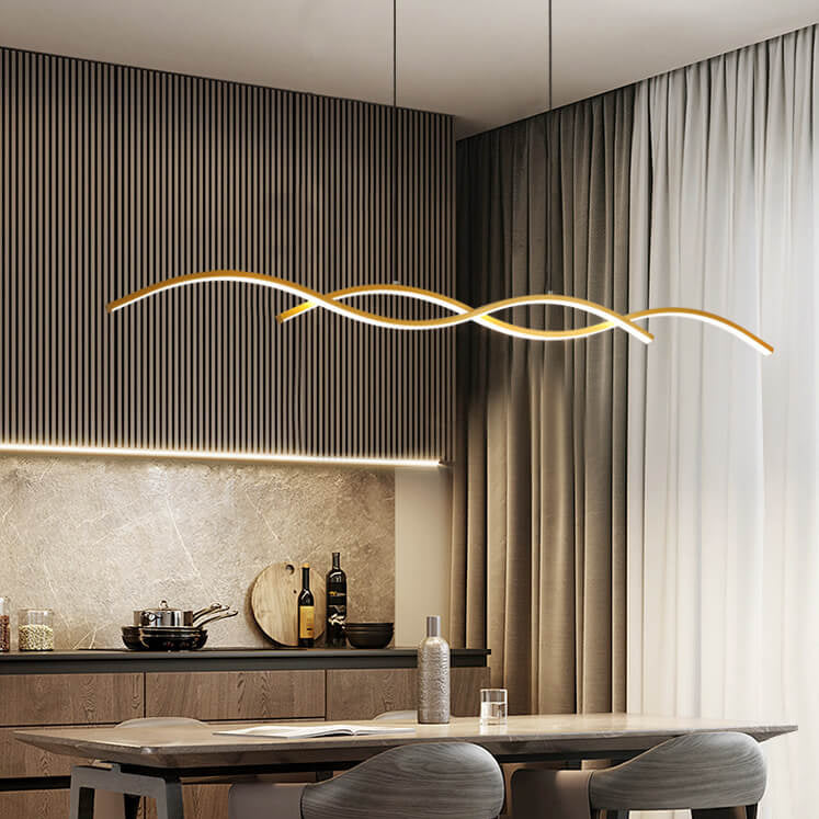 Nordic Minimalist LED Chandelier with Wave Design for Dining Room