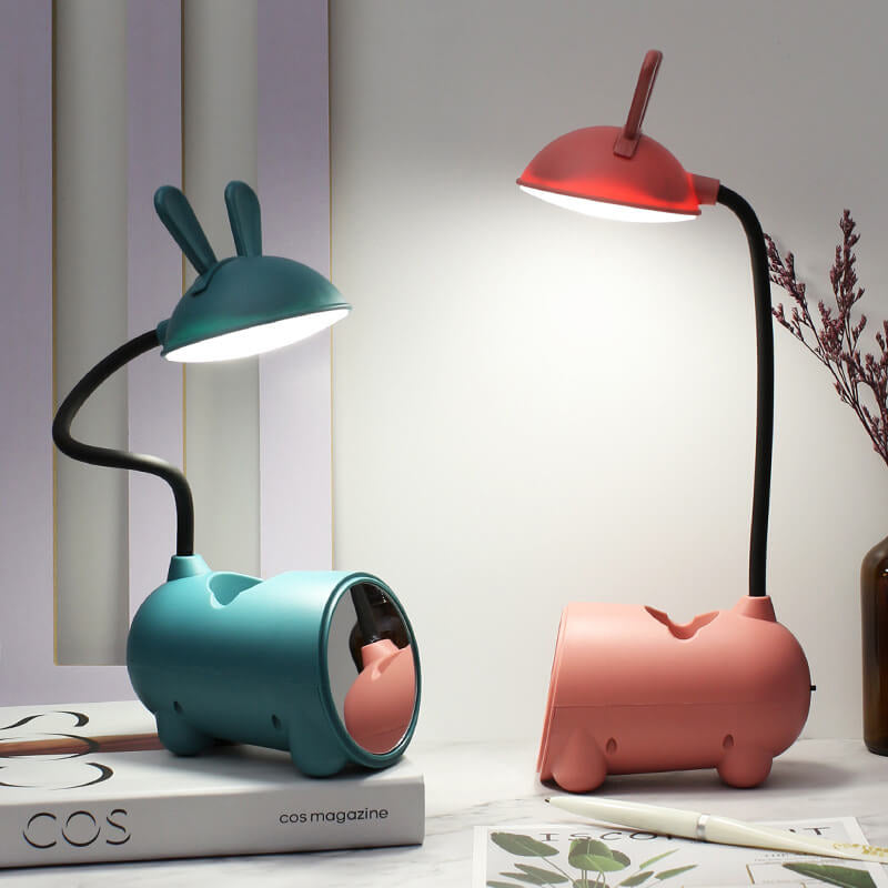 Whimsical White Rabbit LED Touch USB Desk Lamp for Home Office Decor
