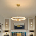 Modern Silver Aluminum Crystal Circle LED Chandelier for Dining Room