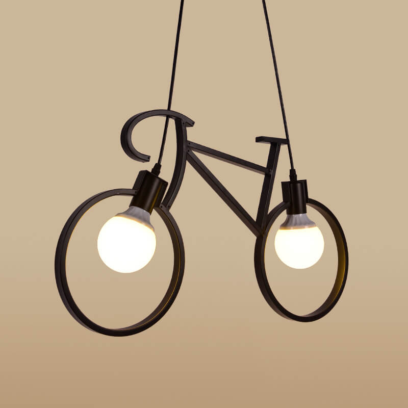 Modern Iron Bicycle-Shaped 2-Light Chandelier for Kids’ Room Decor