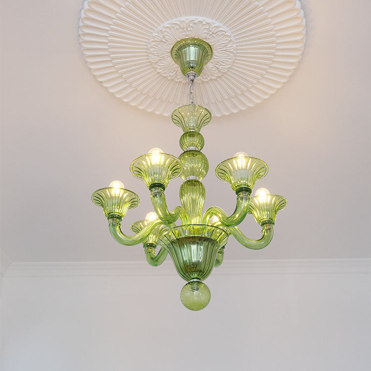 Elegant Iron and Glass 6-Light French Candelabra Chandelier for Living Room
