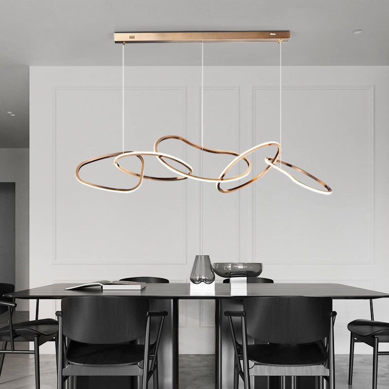 Modern Stainless Steel Round LED Chandelier for Dining Room Lighting