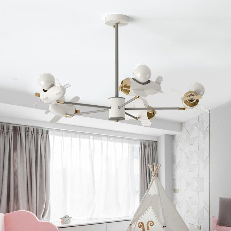 Colorful Cartoon Airplane LED Chandeliers for Kids' Bedroom Decor