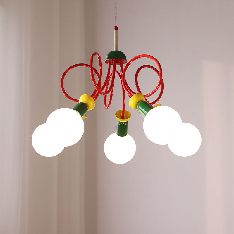 Scandinavian Black Orb Glass Chandelier, 2/3/5 Lights for Bedroom