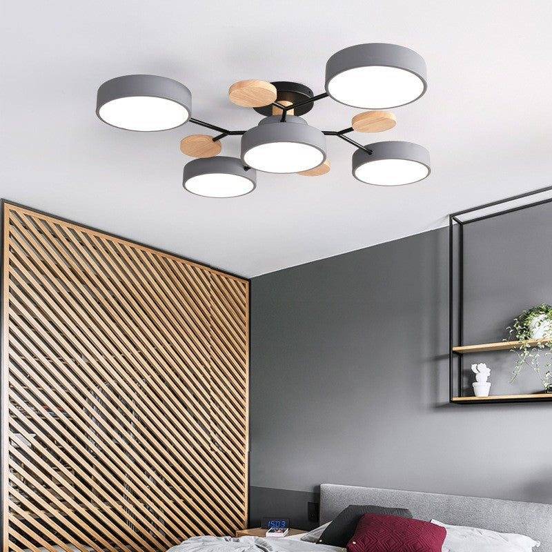 Scandinavian Style Round LED Semi-Flush Mount Light for Living Room