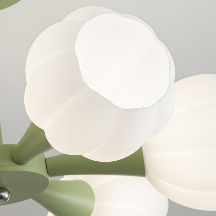 Minimalist Cream Iron & Glass Flower Chandelier for Living Room 4/6 Light