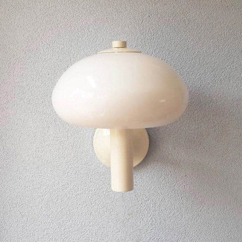 Nordic White Iron and Glass Dome 1-Light Wall Sconce for Bedroom Decor