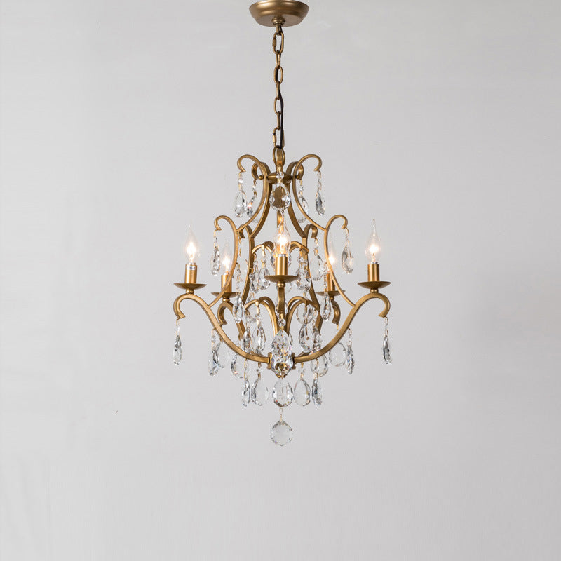 Classic French Crystal Candelabra Iron Chandelier for Living Room Elegance