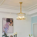Modern Copper Glass Round Pinstripe Chandelier for Dining Room Lighting