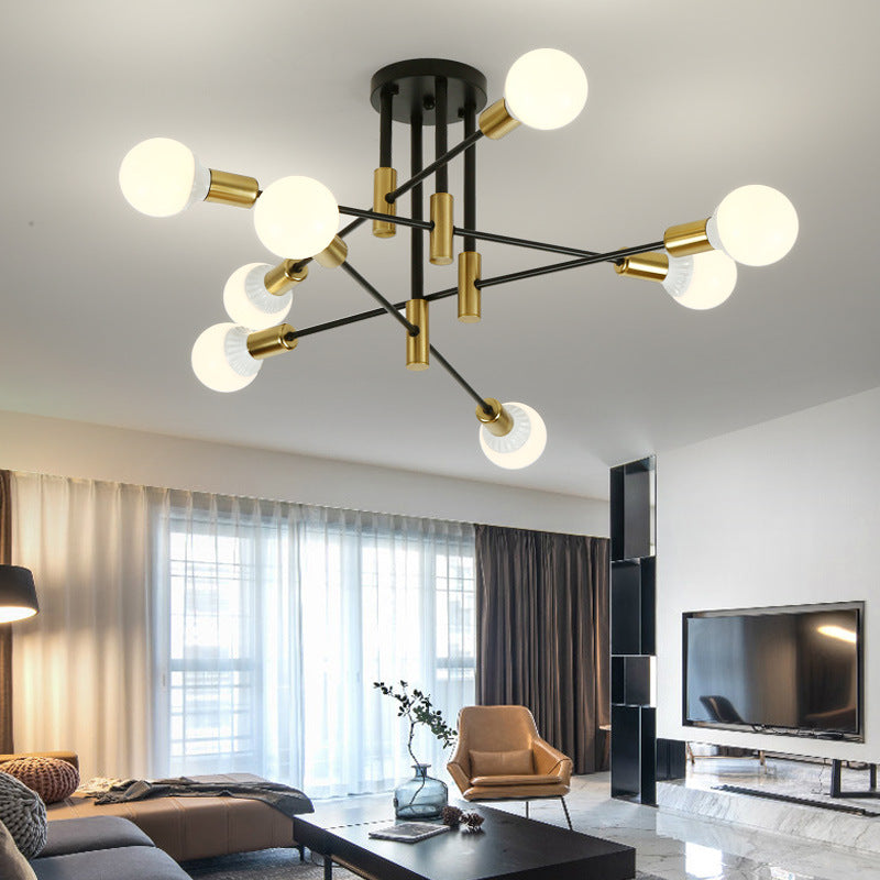 Nordic Minimalist Black Iron 4/6/8-Light Chandelier for Kitchen Island