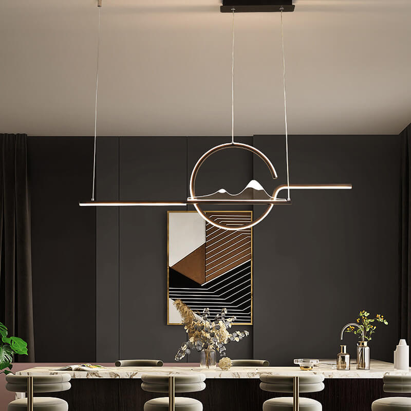 Contemporary Black LED Chandelier Pendant Light for Dining Room & Foyer