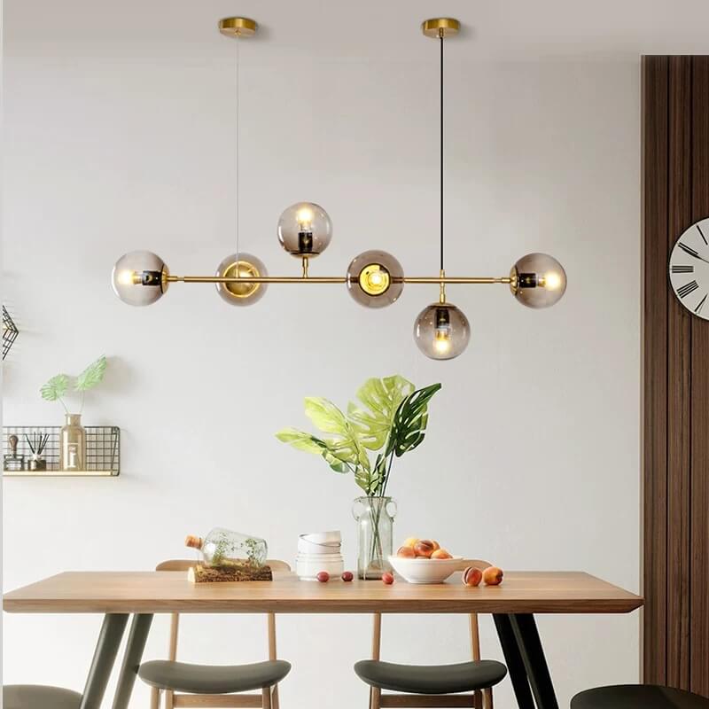 Vibrant Nordic Minimalist 6-Light Glass Orb Chandelier for Kitchen Island