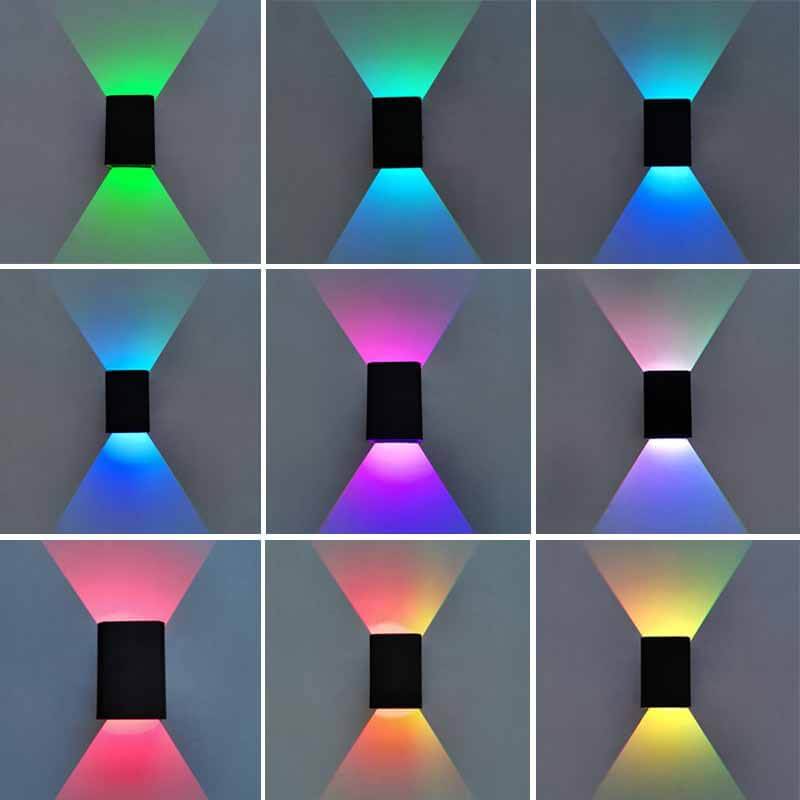 Contemporary Square Aluminum RGB LED Wall Sconce for Home Decor Lighting
