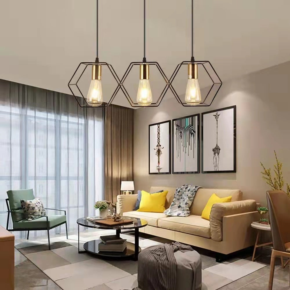 Industrial Geometric Iron 3/5 Light Island Chandelier for Dining Room