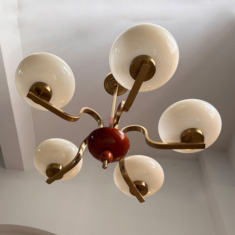Antique Bronze Metal Glass Oval Round Chandelier for Living Room