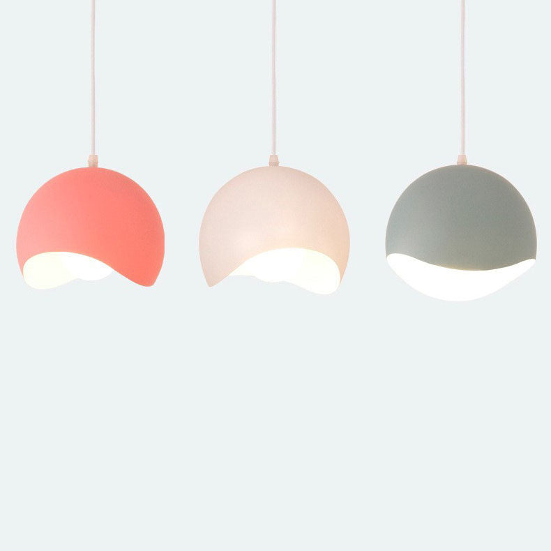 Contemporary Nordic Solid Color Iron Round Dome 1/3 Light Island Light Chandelier For Living Room & Dining Room