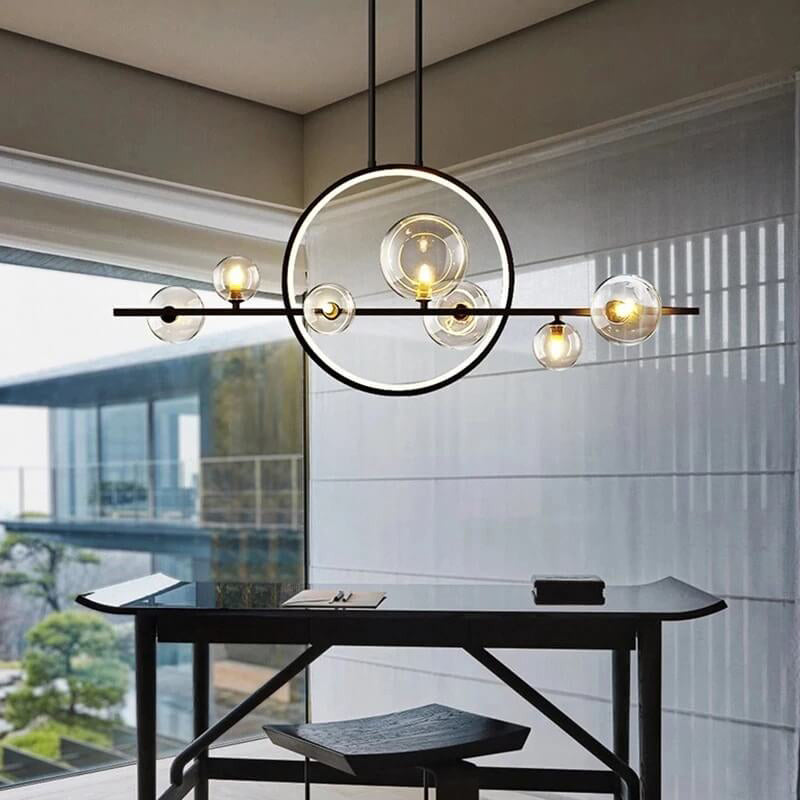 Contemporary Clear Glass Bubble Pendant Chandelier for Dining Room