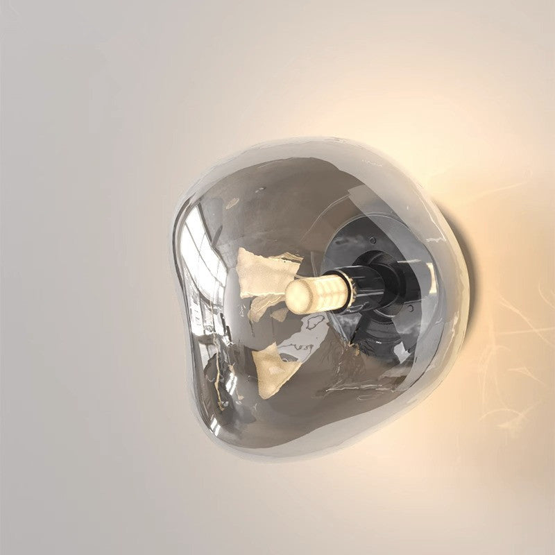Irregular Spherical Electroplated Glass Wall Sconce Lamp for Living Room
