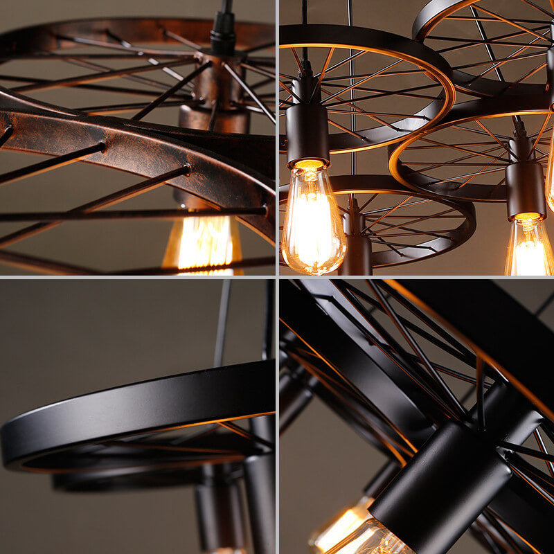 Vintage Industrial Wrought Iron 1/3/6-Light Chandelier for Loft Spaces