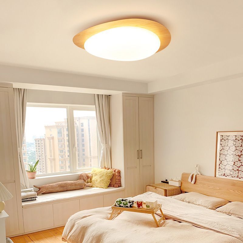 Modern White Acrylic Pebble Shape LED Flush Mount Light for Bedroom