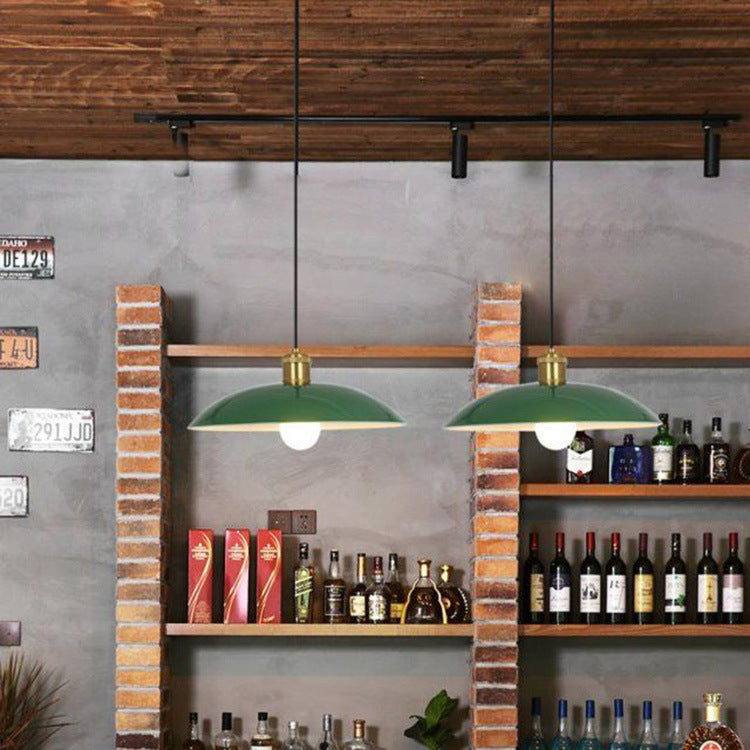 Vintage Green Iron Cone Pendant Light for Industrial-Style Entryway