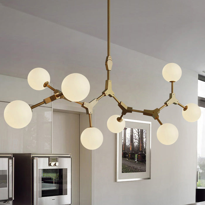 Scandinavian Glass & Iron Chandelier, 6/8 Lights for Modern Bedrooms