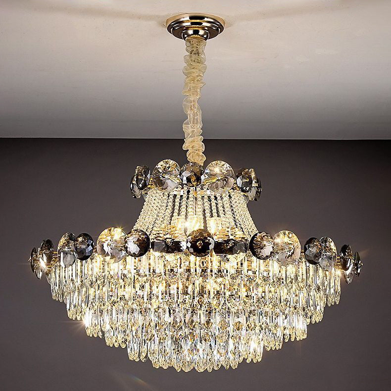 Modern Crystal Half Round Ball Iron Chandelier for Living Room, 8-24 Lights