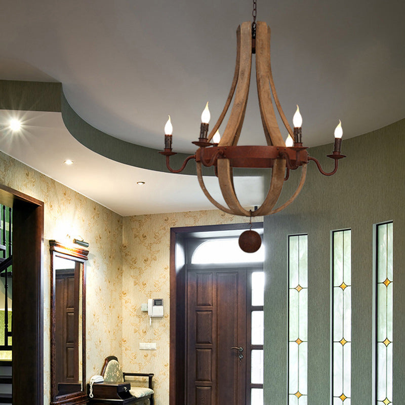 Rustic Wooden Branch Chandelier Candle Holder for Living Room Decor