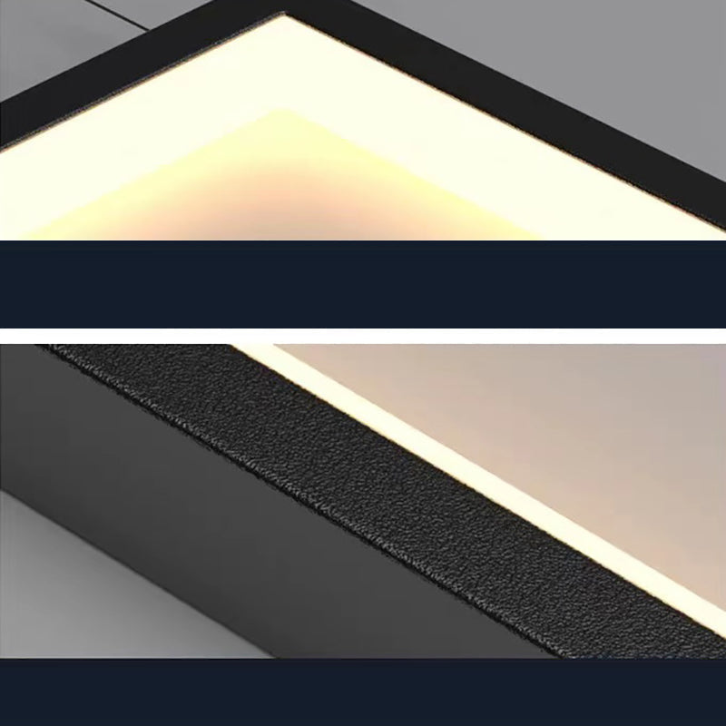 Sleek Black Minimalist Iron and Aluminum LED Chandelier for Stairway