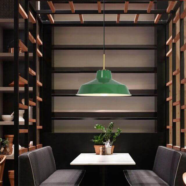 Vintage Green Iron Cone Pendant Light for Industrial-Style Entryway