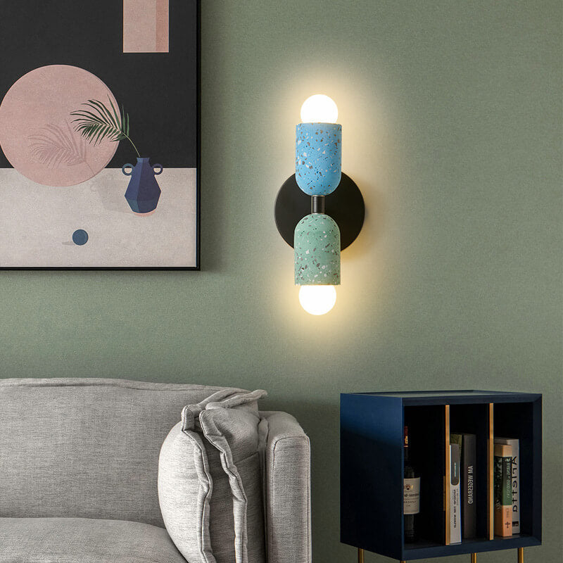 Modern Wabi-Sabi Iron & Cement 2-Light Wall Sconce for Living Room