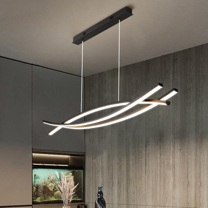 Sleek Aluminum Wave Arch LED Chandelier for Modern Dining Room Decor