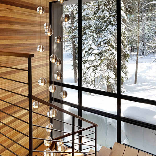 Modern Crystal Orb LED Chandelier Pendant for Luxurious Staircase Decor
