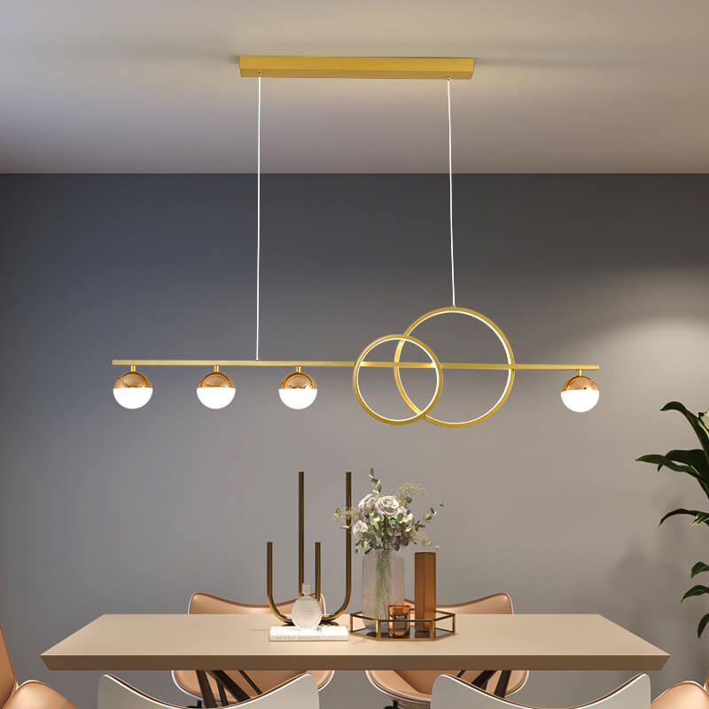 Sleek Silver LED Round Globe Chandelier Pendant Light for Kitchen Island
