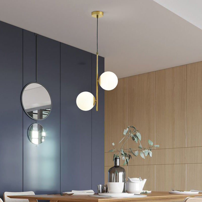 Modern Black Iron and Glass Round Ball Chandelier for Living Room