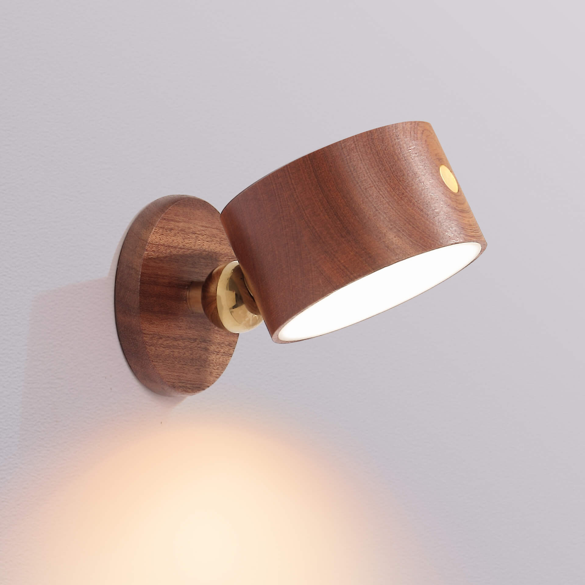 Rustic Wooden LED Wall Sconce with Rechargeable Touch Control for Bedrooms