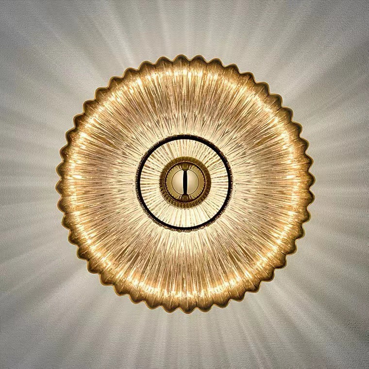 Nordic Iron & Glass Round Disc Wall Sconce Lamp for Modern Living Room