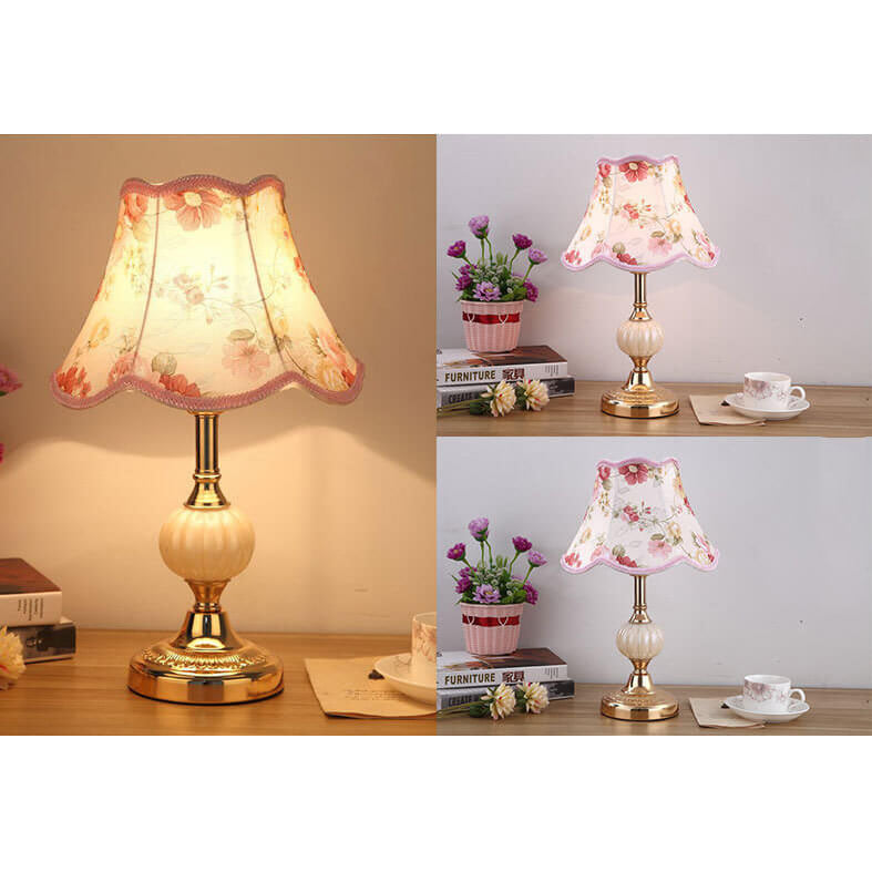 Nordic Vintage Floral Glass Table Lamp for Bedroom or Living Room Decor