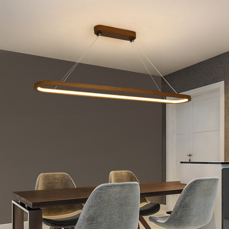Modern Solid Wood Round LED Island Chandelier for Kitchen Dining Room
